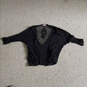 Pink Republic Black Open-Front Cardigan